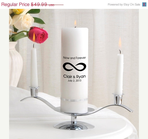 Wedding - On Sale Personalized Wedding Unity Candle Set - Now and Forever_330