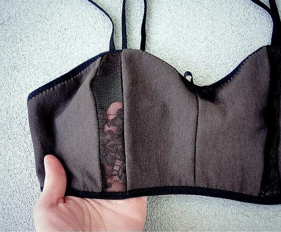 زفاف - Custom made bra, organic cotton bralette, lace brallete