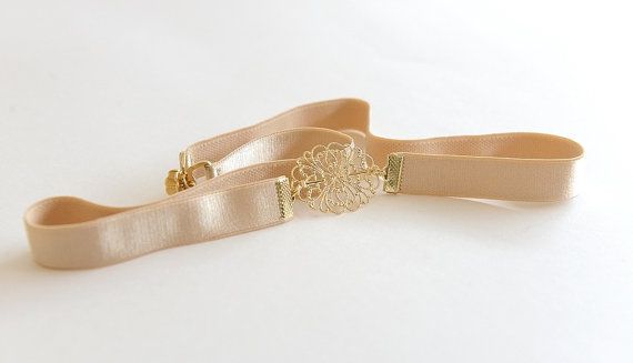 Hochzeit - Bridal Waist Belt - Gold Buckle - Bridal Nude Belt - Bridesmaids Belt - Wedding Elastic Skinny Belt - Cocktail Dress Belt - Gold Belt