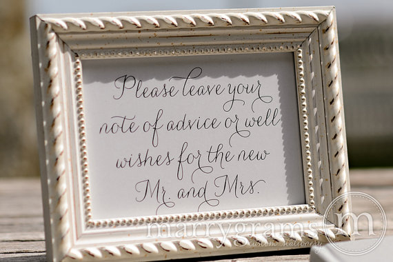 Mariage - Advice & Well Wishes Table Sign - Wedding Reception Seating Signage - Matching Numbers -Wishes for the New Mr. and Mrs. Sign SS01
