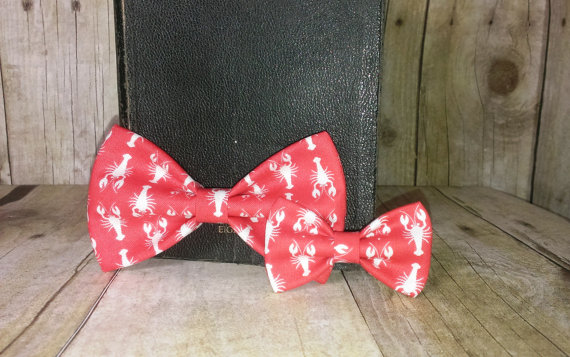 زفاف - Red Lobsters Bow Tie, Clip, Headband or Pet