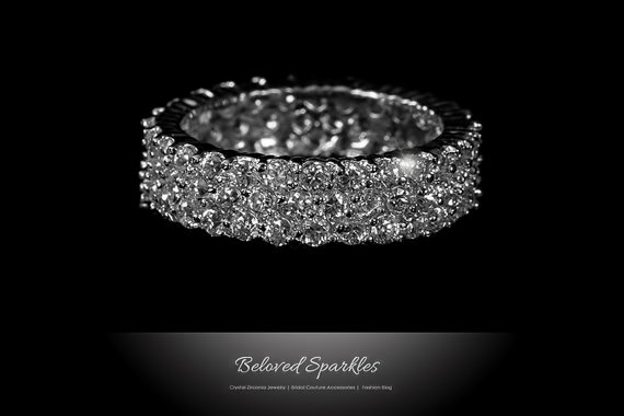 Свадьба - Eternity Ring, Wedding CZ Band, 9.5 Carat Paved Eternity CZ Ring, Vintage Cubic Zirconia Ring, Anniversary Ring, Cluster Ring, Promise Ring