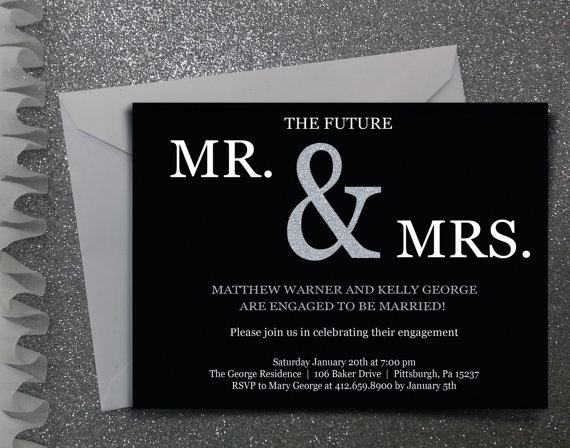 Mariage - Future Mr & Mrs. Engagement party invitation- Digital file