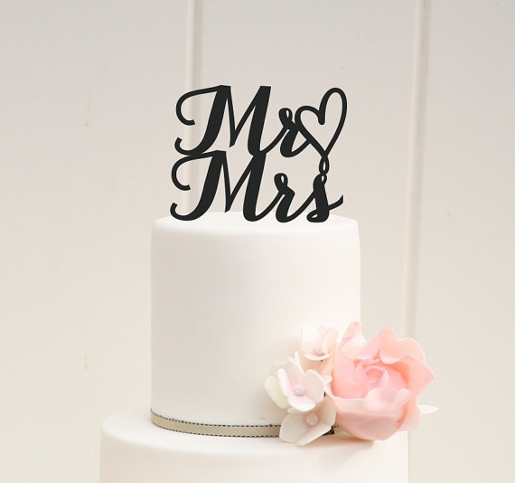 Mariage - Mr and Mrs Wedding Cake Topper - Custom Cake Topper