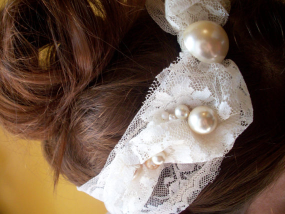 زفاف - Maternity Sash : La Boheme Vintage Inspired Bridal Headband / Sash or Maternity Sash for Photo Shoot or Wedding