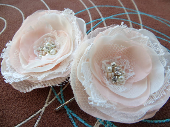 زفاف - Wedding bridal hair flowers (set of 3), bridal hairpiece, bridal hair clip, wedding hair accessory, vintage rustic wedding, bridal accessory