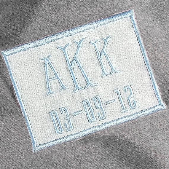 Wedding - Monogrammed Personalized Wedding Bag, Clutch or Dress Label White Linen