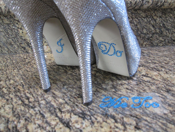 Hochzeit - Something Blue "I Do"  and "Me Too" Wedding Shoe Stickers.