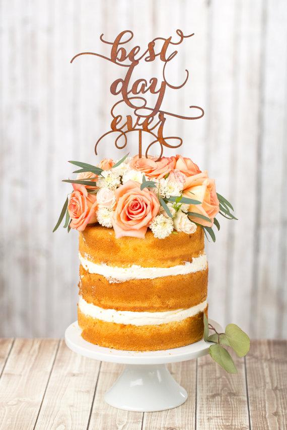 Hochzeit - Wedding Cake Topper - Best Day Ever - Mahogany