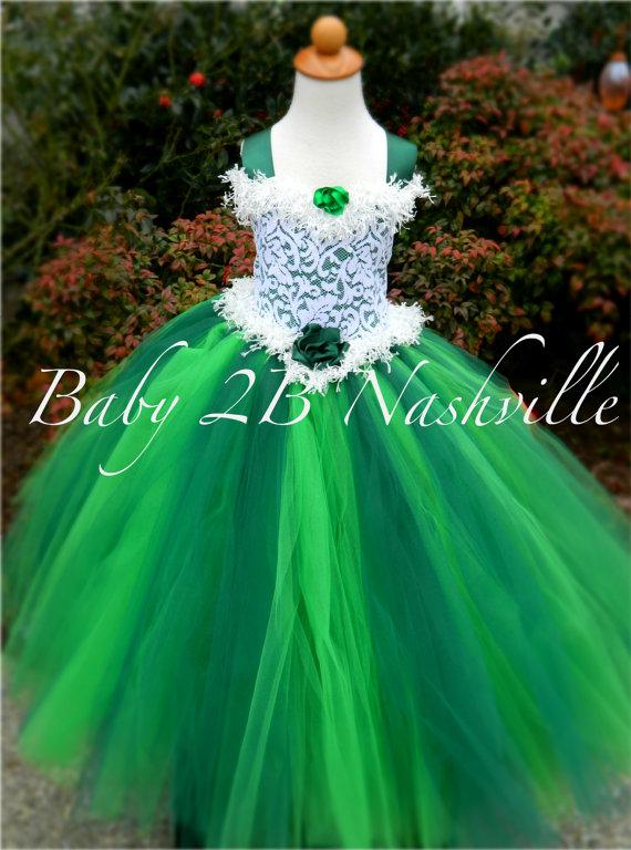 زفاف - Emerald  Flower Girl Dress, Christmas Wedding Flower Girl  Dress, Green Dress,Wedding Flower Girl Tutu Dress All Sizes Girls