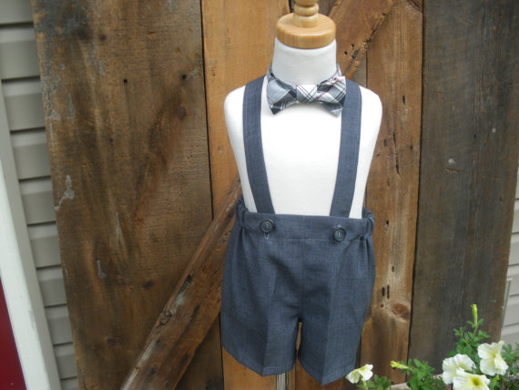 Mariage - Boys gray shorts, boys suspender shorts, ring bearer shorts, charcoal gray,  available to order 12m,18m 2t, 3t 4t, 5t