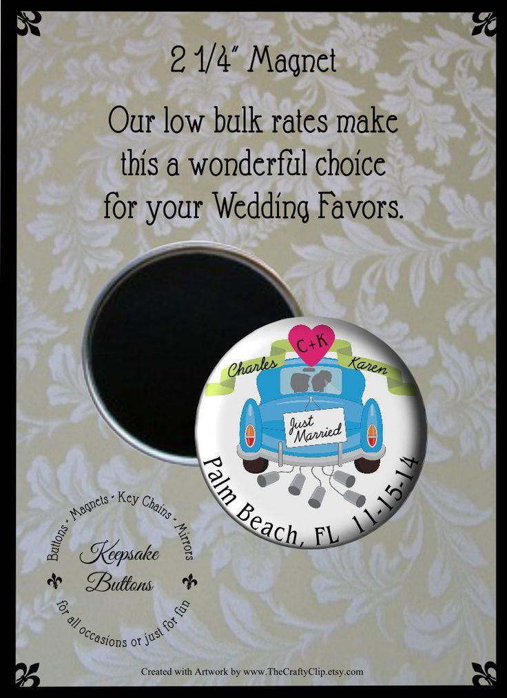 Wedding - 2.25" Custom Wedding Magnet, Wedding Favors, Just Married Wedding Favor, Custom Wedding Favors, Wedding Keepsake, Refrigerator Magnet