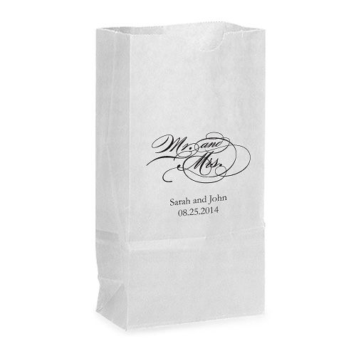 Wedding - "Mr. And Mrs." Script Personalized Goodie Bag (Pack Of 25)