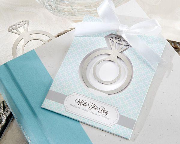 Wedding - Brushed-Metal Engagement Ring Bookmark Favor