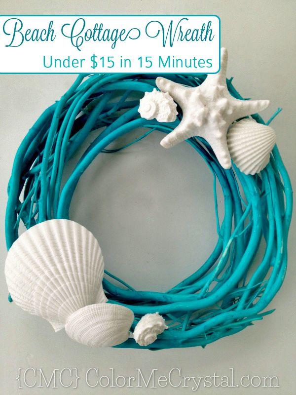 Hochzeit - DIY Beach Cottage Wreath Under $15 In 15 Minutes
