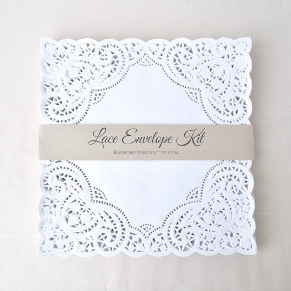 زفاف - DIY Lace Envelope Kit.