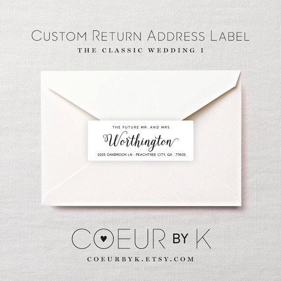 Mariage - Custom Wedding Return Address Label - "The Classic Wedding I" Calligraphy Return Address Stickers