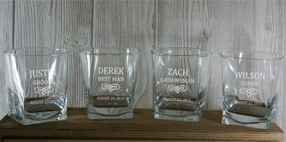 Wedding - Groomsmen Whiskey Glasses - Personalized 9.25 oz  Whiskey Glasses - Perfect for Him - Birthdays, Bachelor Parties, Groomsmen Gifts