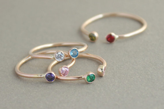 زفاف - dual birthstone ring. solid 14k GOLD. two birthstone ring. gemstone couples ring. dual stone ring. personalized jewelry.