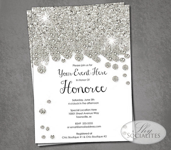 Wedding - Silver Glitter Diamonds Invitation 