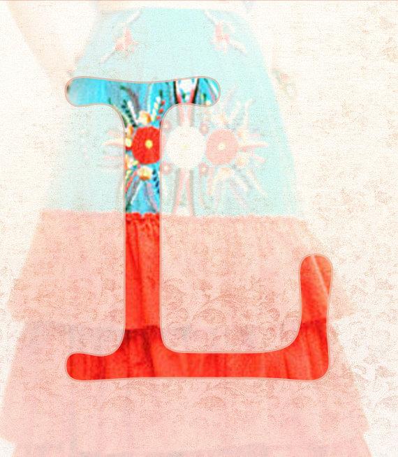 Mariage - Frida Dreams Mexican Embroidered Dress Wedding Bohemian Fiesta gypsy ruffles turquoise red convertible
