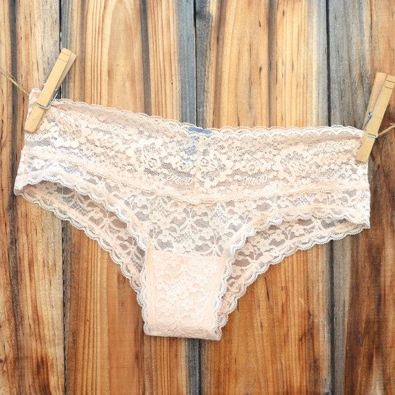 Свадьба - Personalize Something Peach Beige  BRIDAL Lingerie Seamless Lace BRIDE in rhinestones size Large -Ships in 24hrs