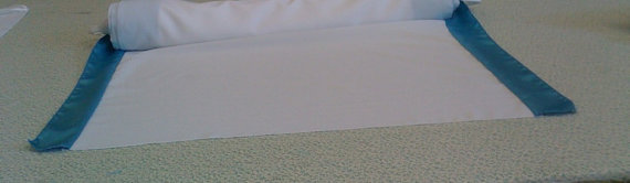 Hochzeit - Custom Made Aisle Runner Two Colors White  Gabardine and Turquoise Satin 50 feet