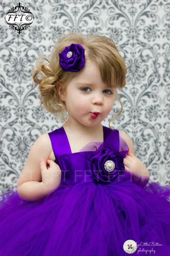 زفاف - Royal Purple, Purple, Flower Girl Dress, Tutu Dress, Newborn-24m, 2t,2t,4t,5t, 6, birthday