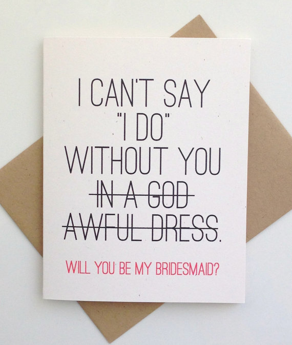 Mariage - Will you Be My Brides Maid Card, Bridesmaid Card, Will you Be my Bridesmaid Card Funny, Bridesmaid Proposal, Gift, Ugly Dress