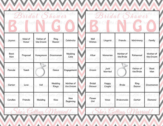 Hochzeit - 30 Bridal Shower Bingo Cards - DIY Printable Party Game Bridal Shower - Instant Download - Bride Wedding Party Bridal Shower Bingo BR002