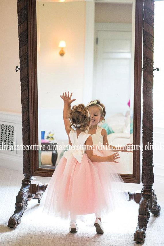 Wedding - Flower Girl Dress As Seen on Pinterest Blush Peach