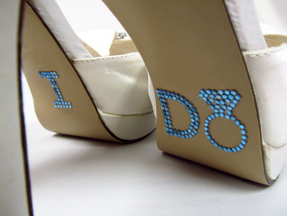 زفاف - Blue Diamond Ring I Do Wedding Shoe Stickers
