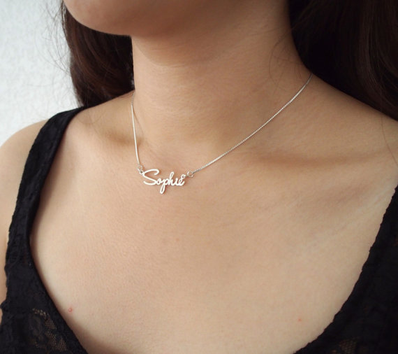 Hochzeit - SALE Personalized Name Necklace - Dainty Name Necklace - Tiny Name Charm - Any font Available - Bridesmaid Gift VALENTINE GIFT