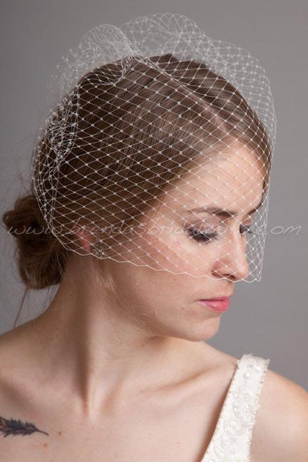 زفاف - Birdcage Veil 12" Blusher Veil, Bridal Veil, Wedding Veil, White, Diamond White, Ivory, Black