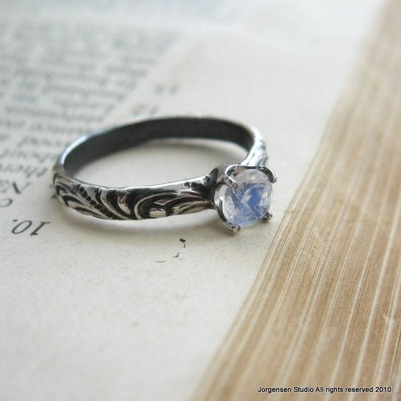 Wedding - Moonstone Engagement Ring Promise Ring Gemstone Stacking Ring