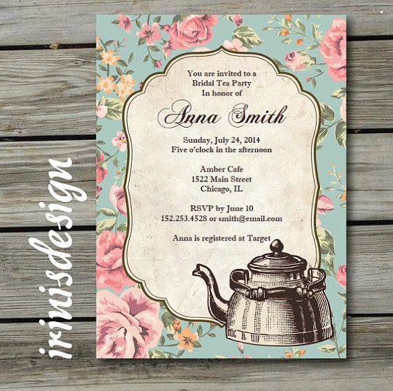 Свадьба - Bridal Shower Tea Party Invite 