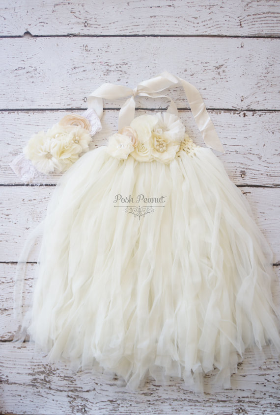 Hochzeit - flower girl dress- ivory flower girl dress