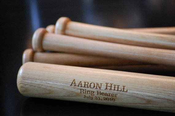 Hochzeit - 9 Personalized Groomsmen Gifts - Engraved 18" Mini Wood Baseball Bat for Ring Bearer Gift, Wedding, Usher and Groomsmen Keepsake