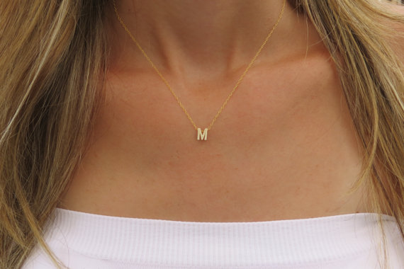 Hochzeit - Goldfilled Initial Necklace - Gold Letter Necklace, Gold Necklace, Bridesmaid Gift, Delicate Necklace, Simple Gold Jewelry, Birthday gift