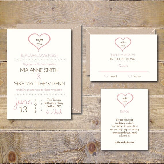 زفاف - Printable Wedding Invitations . DIY Wedding Invitation . Invitations. PDF. JPEG. Simple Heart