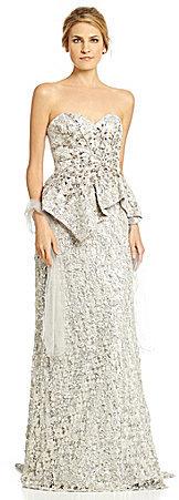 Hochzeit - Mac Duggal Beaded Asymmetric Peplum Lace Gown