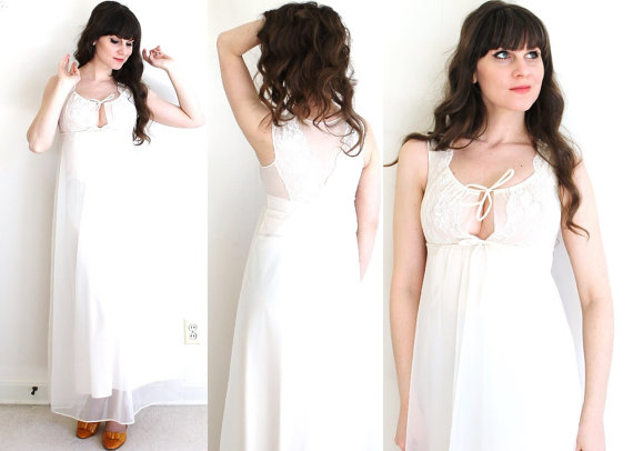 زفاف - Lace Nightgown / 1960s Nightgown / Bridal Lingerie