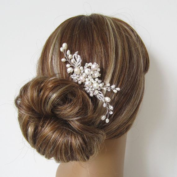 Wedding - Pearl Bridal Hair Comb,Sophia Hair Comb,  Bridal hairpiece, Wedding hair accessories, Bridal Headpieces, Rhinestone hair comb bridal