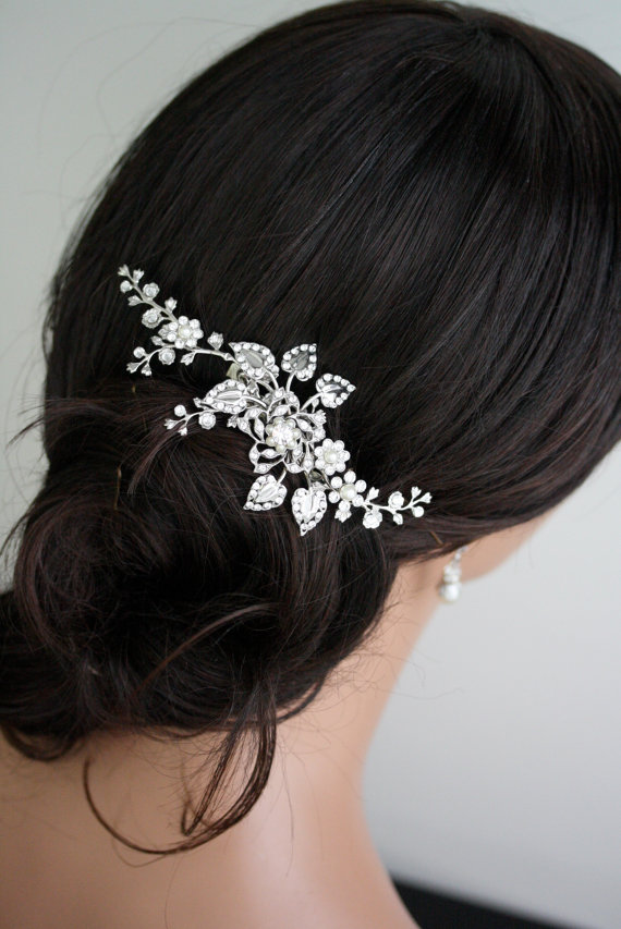 Bridal Hair Comb Pearl Crystal Headpiece Hair Clip Pin Wedding Accessories 09225 