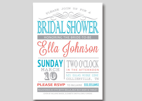 زفاف - Typography Bridal Wedding Shower Invitation - Custom DIY Printable