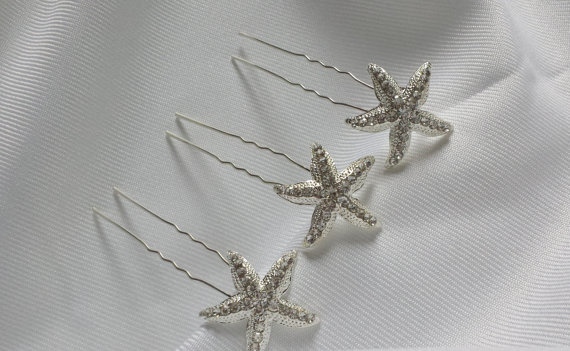 زفاف - Bridal Starfish Hair Pin Wedding Starfish Hair Jewelry Starfish Hair Accessory Hairpins Set of 3