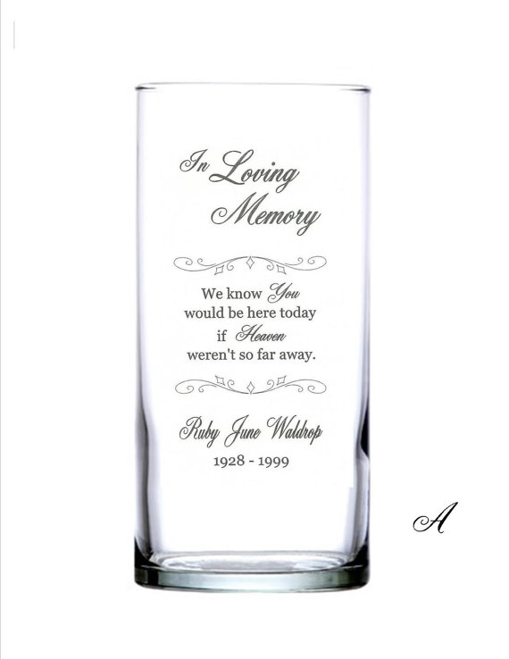 Wedding - Personalized Engraved Memorial Glass Candle Holder/Vase - Two sizes available (#7)