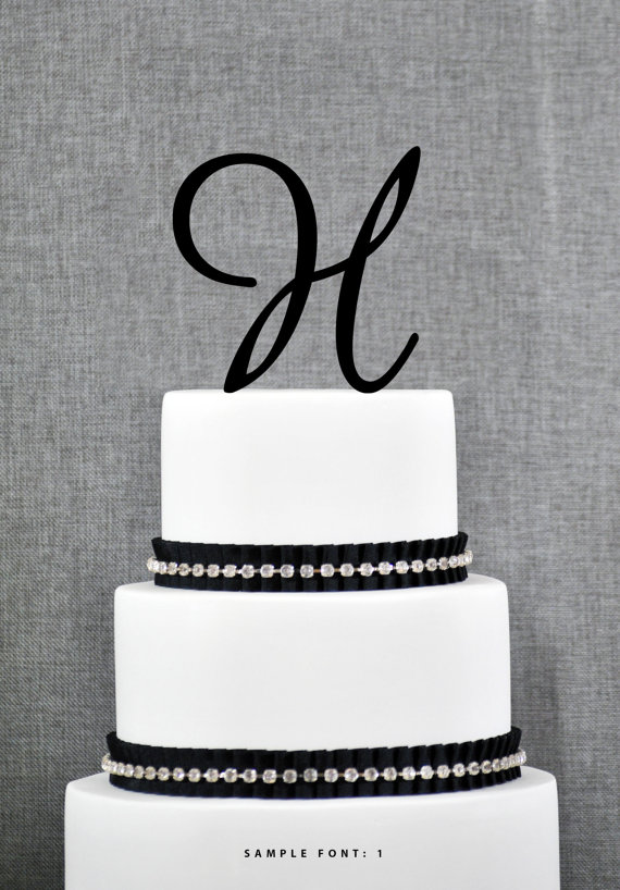 Mariage - Personalized Monogram Initial Wedding Cake Toppers -Letter H, Custom Monogram Cake Toppers, Unique Cake Toppers, Traditional Initial Toppers