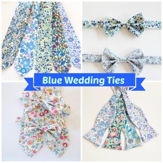 Wedding - Blue Groomsmen Ties, Liberty of London tie, YOU CHOOSE COLOR, custom wedding ties, wedding tie set, custom groomsmen ties, groomsmen gift