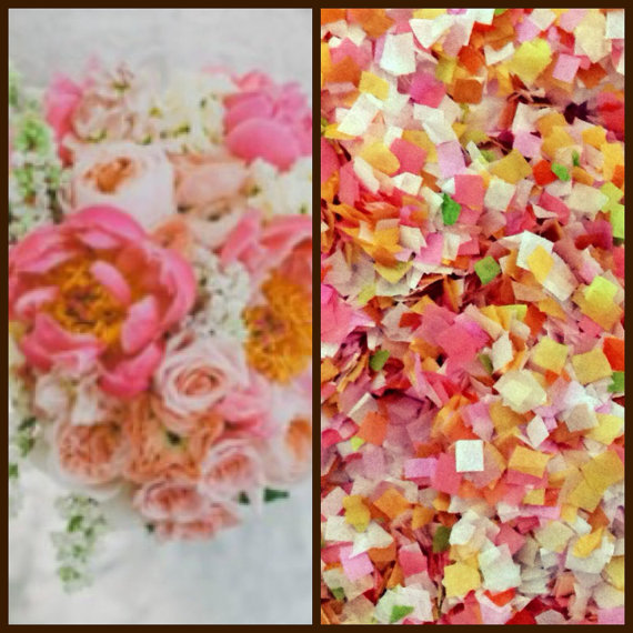 Hochzeit - Summer Floral Pink Orange Yellow Biodegradable Confetti Tissue Paper Throwing Table Decor